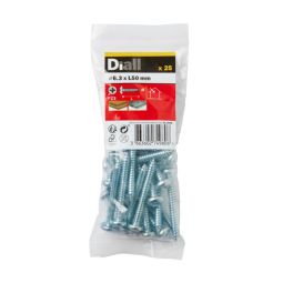 25 Tornillos autoperforantes de acero 6,3x50 mm Diall