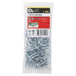 100 Tornillos autoperforantes con cabeza avellanada de acero 4,2x19 mm
