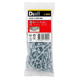 100 Tornillos autoperforantes cabeza avellanada 4,8x25 mm Diall