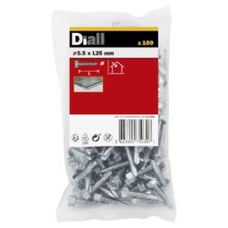 100 Tornillos autoperforantes cabeza hexagonal 5,5x25 mm Diall