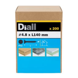 Tornillo para yeso PH2 4,8x140 mm Diall 200 uds