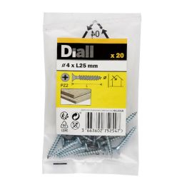 20 Tornillos para madera PZ 4x25 mm Diall