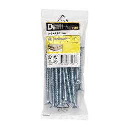 20 Tornillos para madera PZ 5x80 mm Diall
