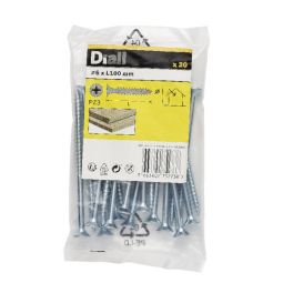 20 Tornillos para madera de acero 6x100 mm Diall