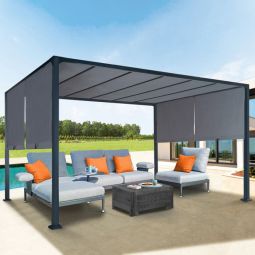 Pérgola moderna - 2 lonas correderas - gris - 3x4 m