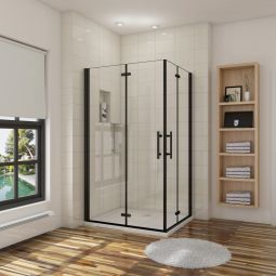 Mampara de ducha plegable,cristal antical 5mm,negro mate,1200x700x1900mm