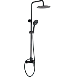 Valaz barra de ducha monomando redonda ajustable 120cm negro mate - 20cm