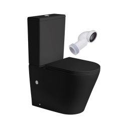 Wc inodoro completo redondo negro mate tanque bajo con cisterna