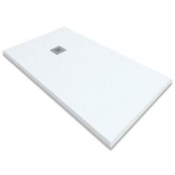 Plato ducha resina | válvula desagüe y rejilla | blanco | 90 x 70cm