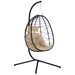 Silla colgante 98x95x198 cm acero, poliéster color verde Outsunny