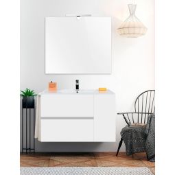 Mueble de baño itaca con lavabo y espejo 50x40cm blanco