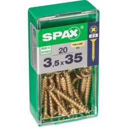 Caja 20 unid. Tornillo madera spax cabeza plana yellox 3,5x35mm