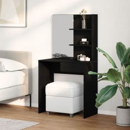 Mesa de tocador de roble negro con espejo - 74.5 x 40 x 141 cm oif542271