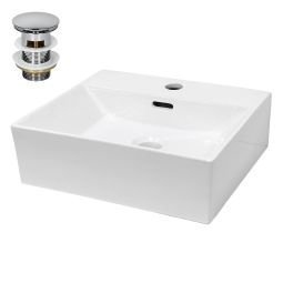 Lavabo cerámico rectangular 415 x 360 x 130 mm blanco ecd germany