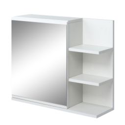 Armario baño con espejo 60x18x50 cm color blanco kleankin, hogar - baño