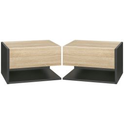 Mesas de noche 46x30x30 cm bicolor Homcom, hogar - muebles de dormitorio