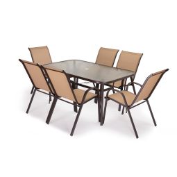 Mesa de cristal templado hc + 6 sillas. Muebles de jardin y terraza,