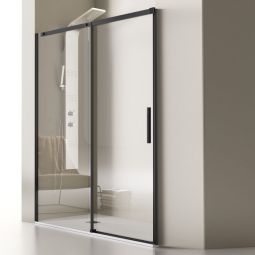 Mampara luna de ducha frontal negro mate 148-152cm