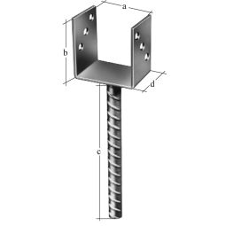 Anclaje de enterrar para poste en "u"  u=75/100/60 alto: 200 mm
