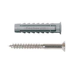 Pack 25 tacos macizo sx con tornillo fischer 5 x 25 mm