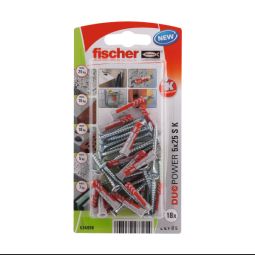Tacos Duopower + tornillos 5 x 25 mm Fischer 18 uds