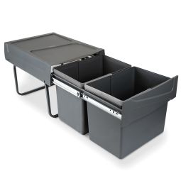 Contenedores de reciclaje para cocina, 2 x 15 l, fijación inferior y