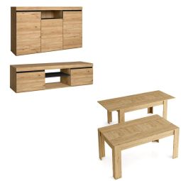 Set naturale buffet-mueble tv 140cm-mesa extensible roble negro