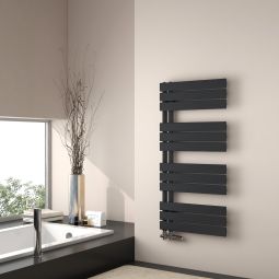 Emke radiador toallero agua caliente 104x50cm, panel negro mate, vertical
