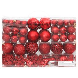 vidaXL juego de bolas de navidad 111 pzas poliestireno rojo