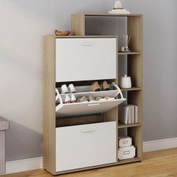 Mueble zapatero de 3 puertas blanco - 86,5 cm