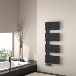 Emke radiador toallero agua caliente 104x40cm, panel negro mate, vertical