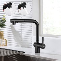 Grifo de cocina negro - lonheo - 7 formas - spray extraíble - acero inoxida