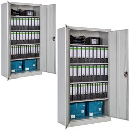 Set de 2 armarios archivadores de acero y 2 puertas 180x90x40cm gris