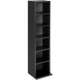 Estantería con 6 compartimentos para 102 cds, 90x21x20 cm, negro