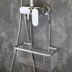 Kibath portagel con ganchos sol rectangular cromo brillo de acero inox.