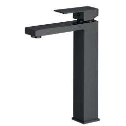 Valaz grifo de lavabo alto para pica monomando cuadrada negro mate