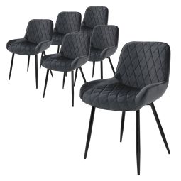 Juego 6 sillas de comedor/salón de terciopelo antracita 84 cm