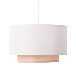 Lámpara coLGante techo con pantalla textil blanco y ratan ø 40 cm -E27