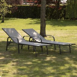 Pack de 2 tumbonas sardinia de textileno gris y estructura gris antracita