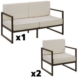 Conjunto de jardín para 4 personas con acolchado xxl, marrón/beige
