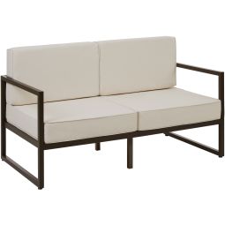 Sofá de jardín para 2 personas con acolchado xxl, marrón/beige