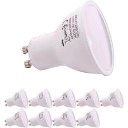10x bombillas LED gu10 7w, 650 lm, luz blanca neutra 4200k