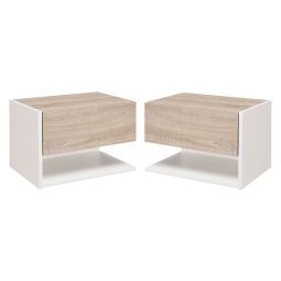 Set 2 mesitas noche 46x30x30 cm bicolor Homcom