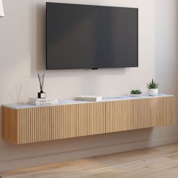 Mueble de tv suspendido efecto mármol roble 180 cm