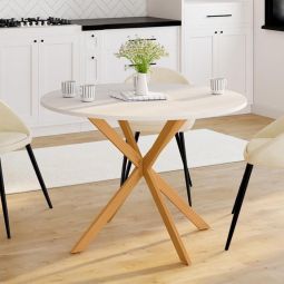 Mesa de comedor redonda - tablero blanco - 110 cm