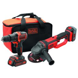 Kit 18V taladro percutor y amoladora 125mm Black & Decker