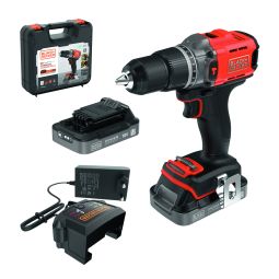 Taladro percutor 18V con 2 baterias 2Ah Black & Decker