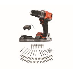 Taladro percutor 18V 2x2Ah con 80 accesorios y maletín Black & Decker