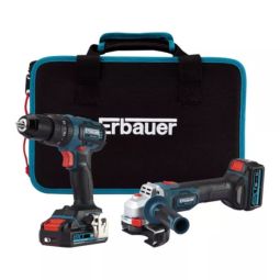 Set taladro percutor y amoladora 18 V Erbauer