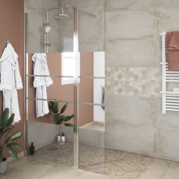 Mampara de ducha espejada Beloya cromo 40 cm